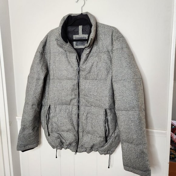 MASSIMO DUTTI Wool Houndstooth Jacquard Puffer Coat - Picture 1 of 9